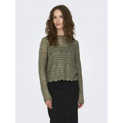 JDY Sun Lay L/S Boatneck Strik Pullover - Ivy Green