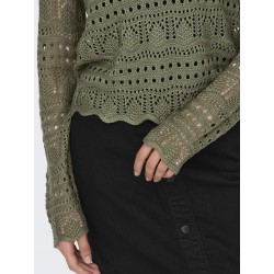 JDY Sun Lay L/S Boatneck Strik Pullover - Ivy Green