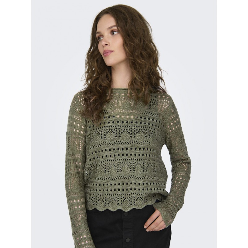 JDY Sun Lay L/S Boatneck Strik Pullover - Ivy Green