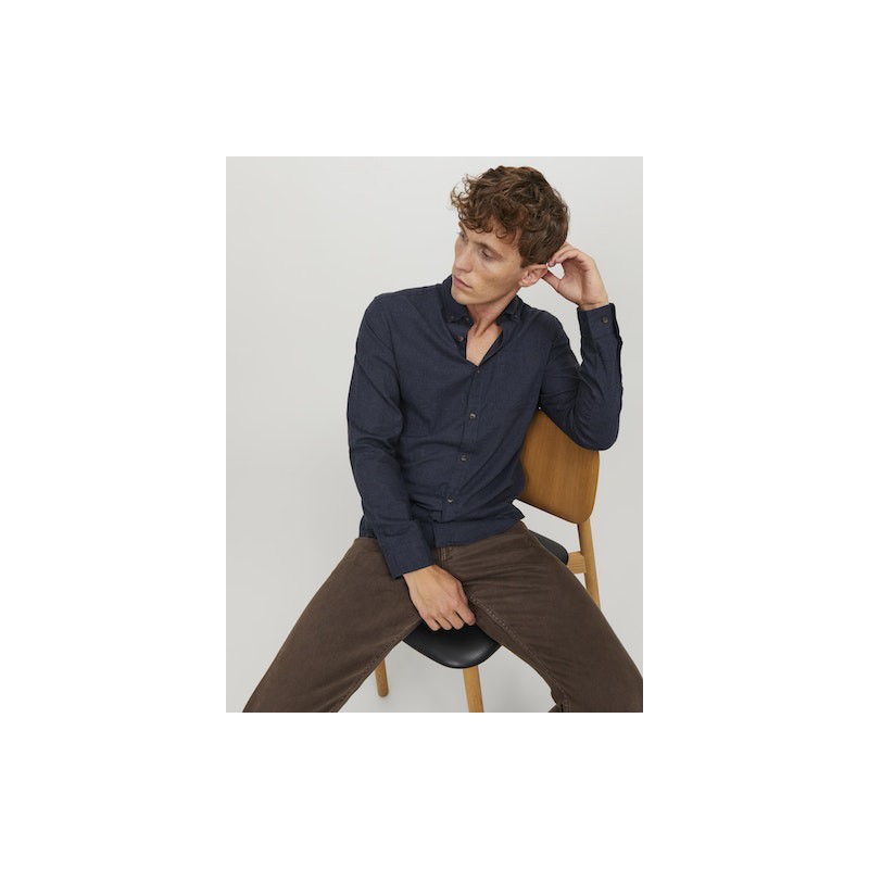 JACK & JONES Klassisk Melange Skjorte - Navy Blazer