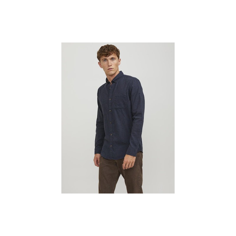 JACK & JONES Klassisk Melange Skjorte - Navy Blazer