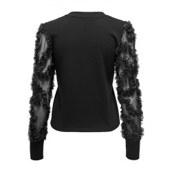 JDY Fairview L/S Bluse Med Blondeærmer - Sort
