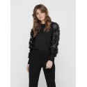 JDY Fairview L/S Bluse Med Blondeærmer - Sort