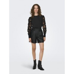 JDY Fairview L/S Bluse Med Blondeærmer - Sort