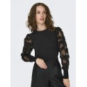 JDY Fairview L/S Bluse Med Blondeærmer - Sort