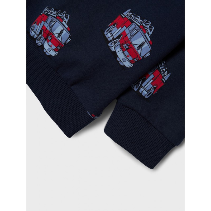 NAME IT Mini Obil Brandbil Sweatshirt - Dark Sapphire