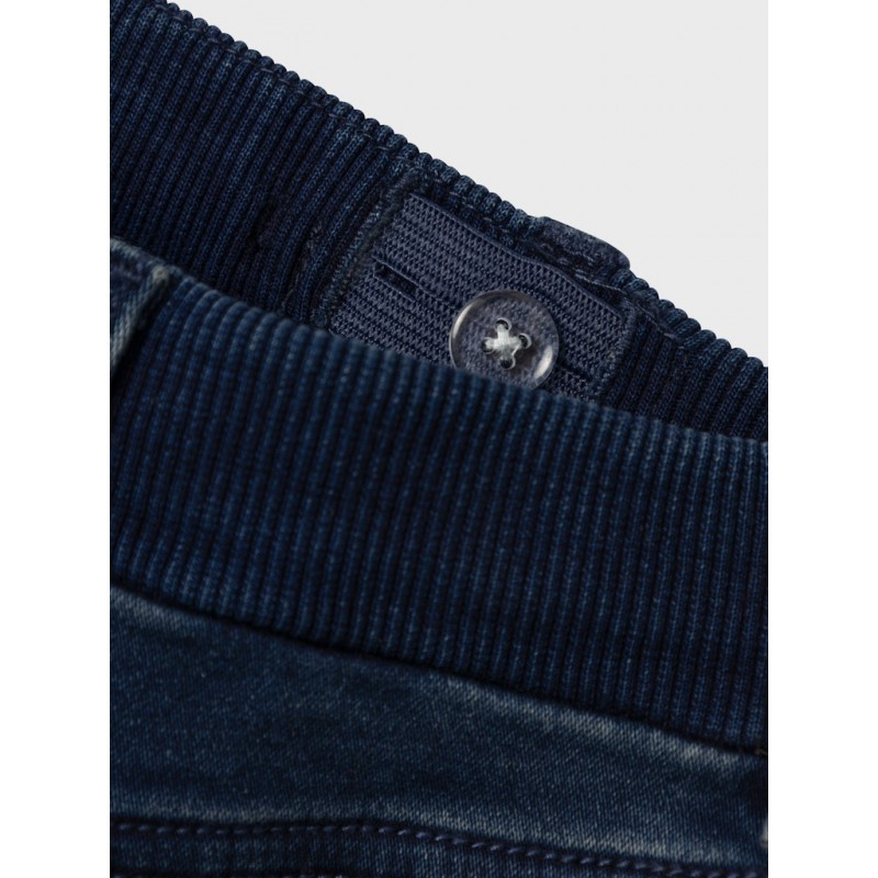 NAME IT Mini Ben Round Fit Fleece Jeans - Dark Blue Denim