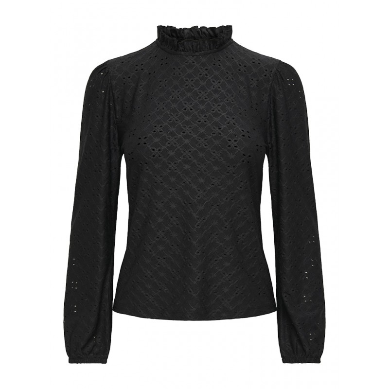 JDY Cathinka L/S Flæse Bluse - Sort