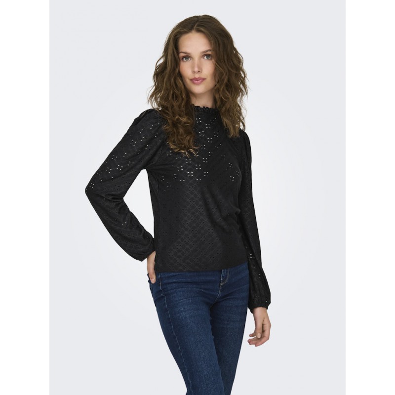 JDY Cathinka L/S Flæse Bluse - Sort