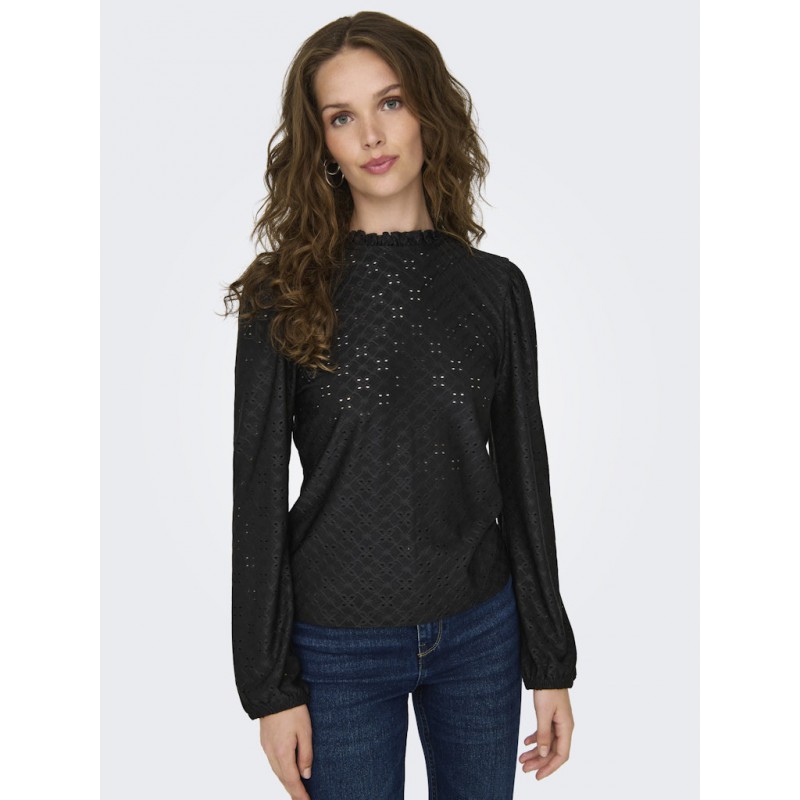 JDY Cathinka L/S Flæse Bluse - Sort