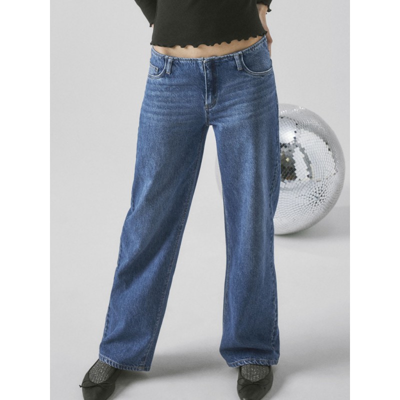 LMTD Nolin LW Denim Wide Leg Bukser - Medium Blue Denim