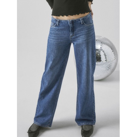 LMTD Nolin LW Denim Wide Leg Bukser - Medium Blue Denim