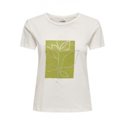 JDY Michigan Life S/S Print Top - Cloud Dancer / WOODBINE