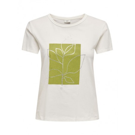 JDY Michigan Life S/S Print Top - Cloud Dancer / WOODBINE