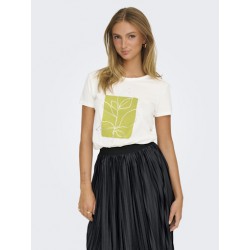 JDY Michigan Life S/S Print Top - Cloud Dancer / WOODBINE