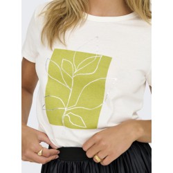 JDY Michigan Life S/S Print Top - Cloud Dancer / WOODBINE