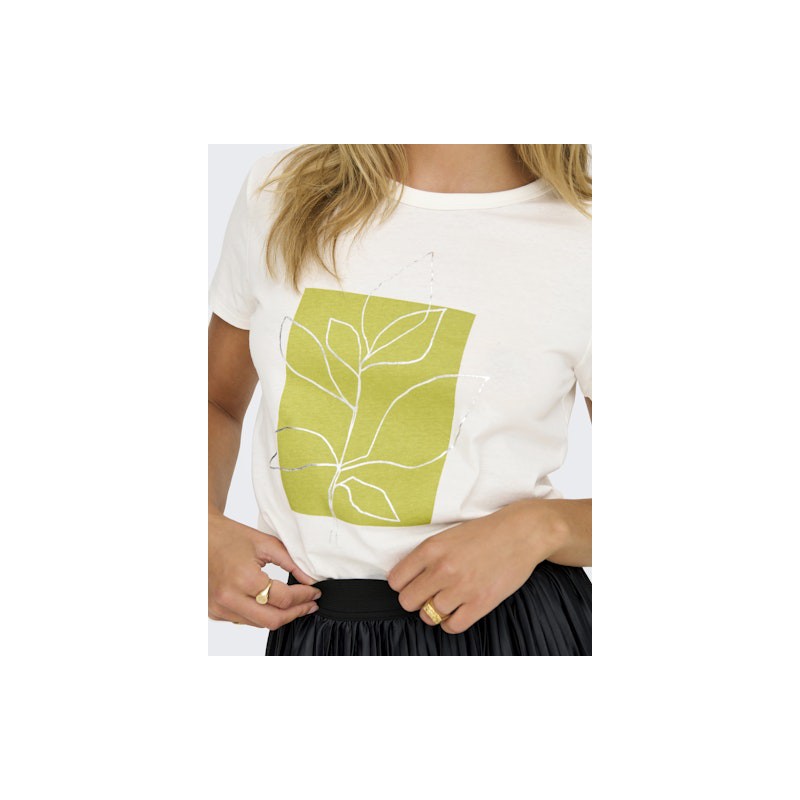 JDY Michigan Life S/S Print Top - Cloud Dancer / WOODBINE