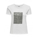 JDY Michigan Life S/S Print Top - Cloud Dancer / Caster Grey