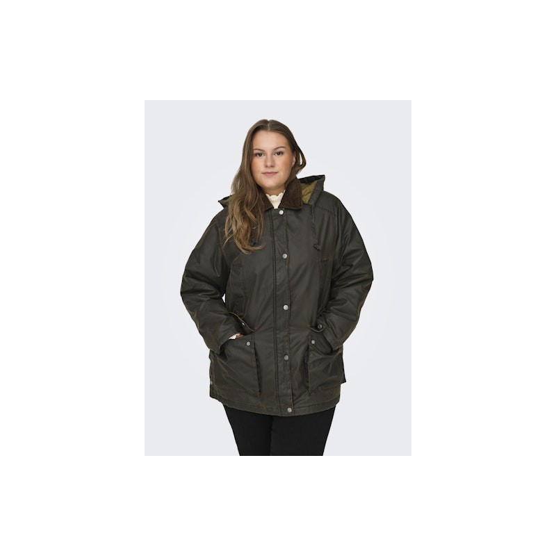 ONLY CARMAKOMA Mountain Hood Washed Jakke Otw - Peat/Chocolate