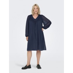 ONLY CARMAKOMA Anine 3/4 V-Hals Knæ Kjole - Naval Academy