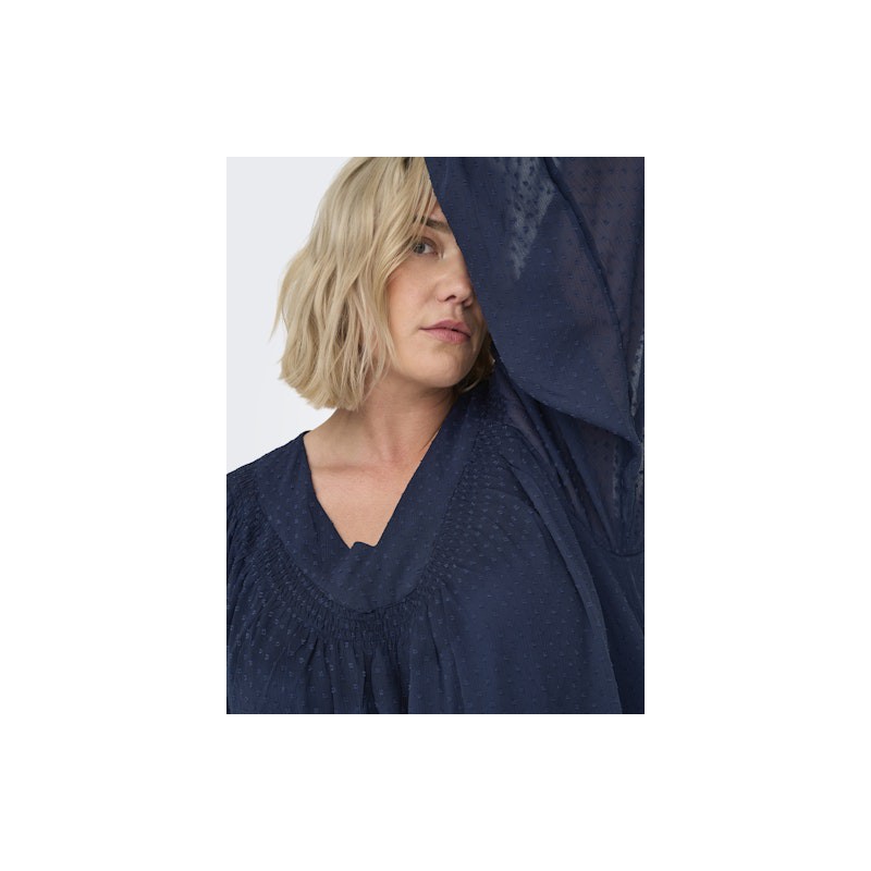 ONLY CARMAKOMA Anine 3/4 V-Hals Knæ Kjole - Naval Academy