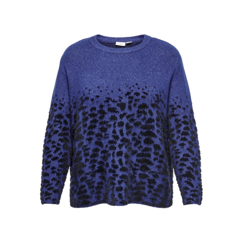 ONLY CARMAKOMA Anni Langærmet O-Neck Jq Knt - Sodalite Blue