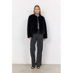 SOYACONCEPT Nadia "Faux Fur" Jakke - Sort
