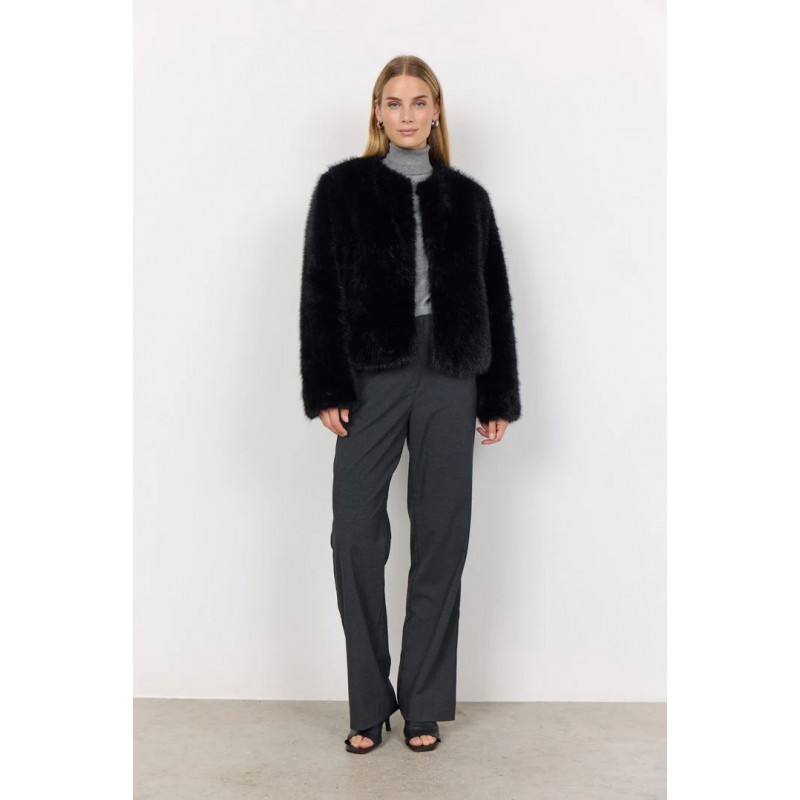 SOYACONCEPT Nadia "Faux Fur" Jakke - Sort