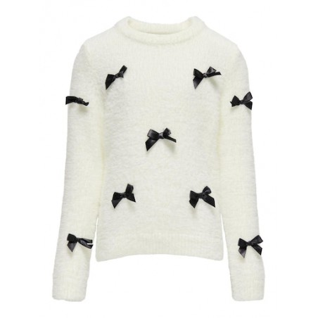 KIDS ONLY Piumo L/S Sløjfe Strik - Cloud Dancer