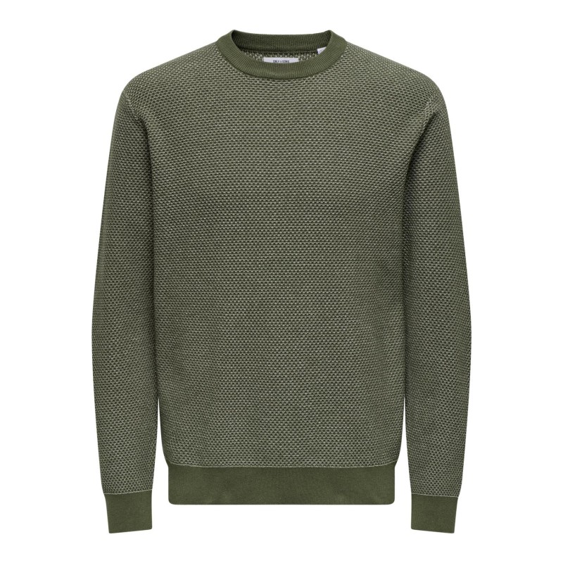 ONLY & SONS Onsmorgan Reg 12 Structure Crew Knit - Olive Night