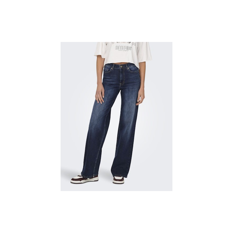 ONLY Madison Blush Højtaljede Brede Denim Tai081 - Dark Blue Denim