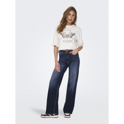 ONLY Madison Blush Højtaljede Brede Denim Tai081 - Dark Blue Denim