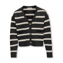 KIDS ONLY Ama Stribede V-Hals Strik Cardigan - Sort/Birch