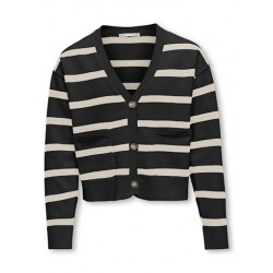 KIDS ONLY Ama Stribede V-Hals Strik Cardigan - Sort/Birch