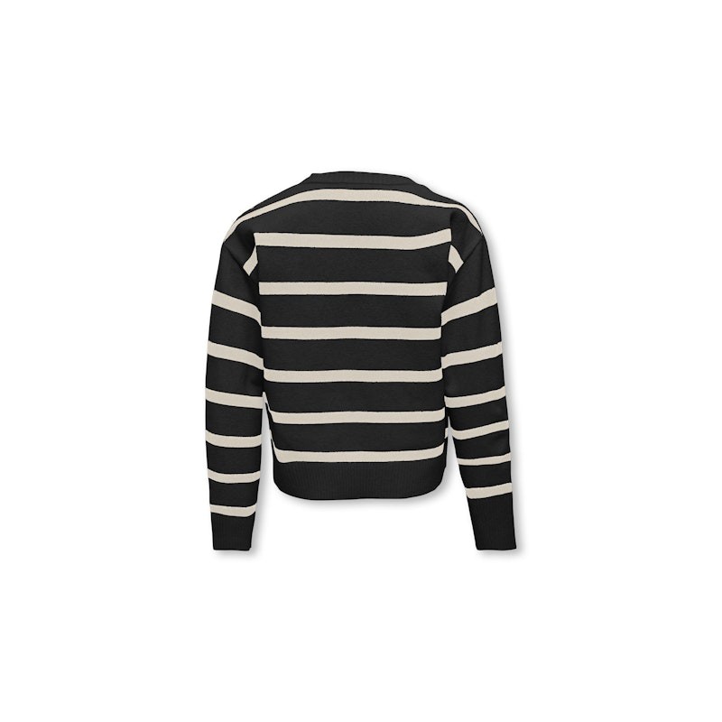 KIDS ONLY Ama Stribede V-Hals Strik Cardigan - Sort/Birch