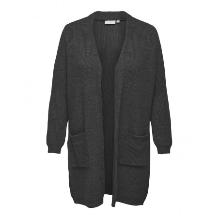 ONLY CARMAKOMA Jade Strik Cardigan - Dark Grey Melange