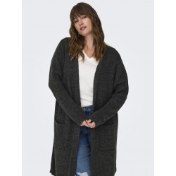 ONLY CARMAKOMA Jade Strik Cardigan - Dark Grey Melange