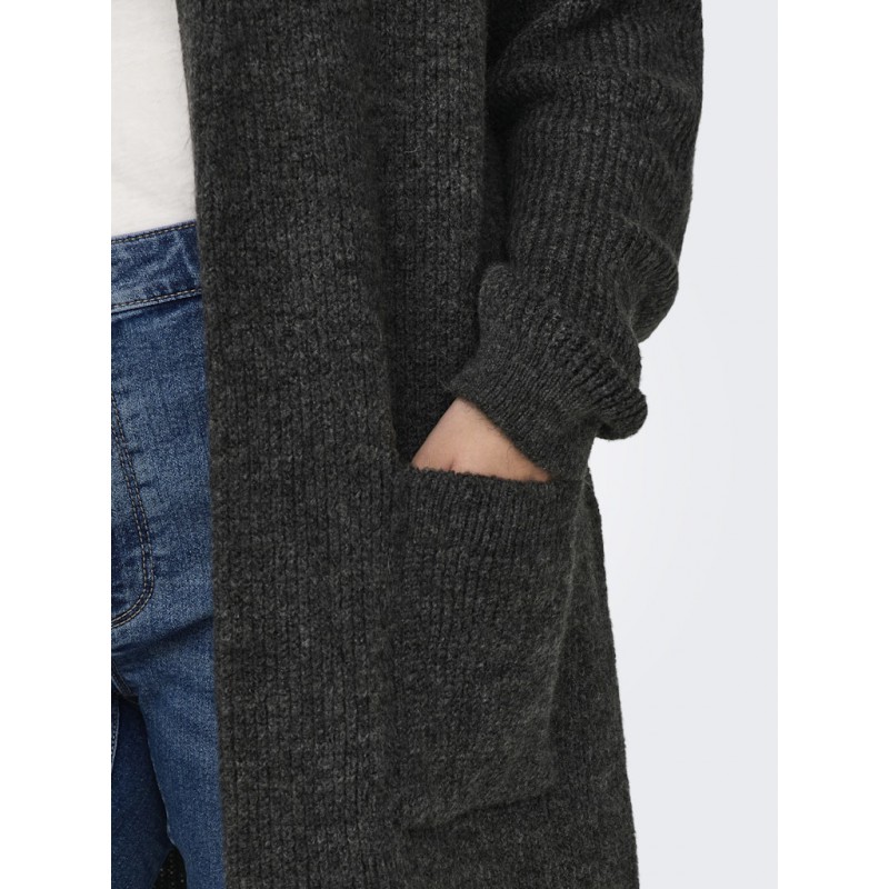 ONLY CARMAKOMA Jade Strik Cardigan - Dark Grey Melange