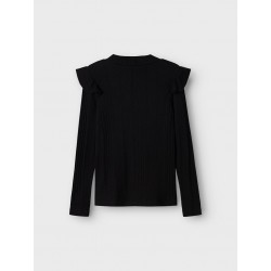 NAME IT Kids Siggi L/S Slim Flæse Top - Sort