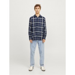 JJ Rebel Chase Ternet L/S Skjorte - Sky Captain