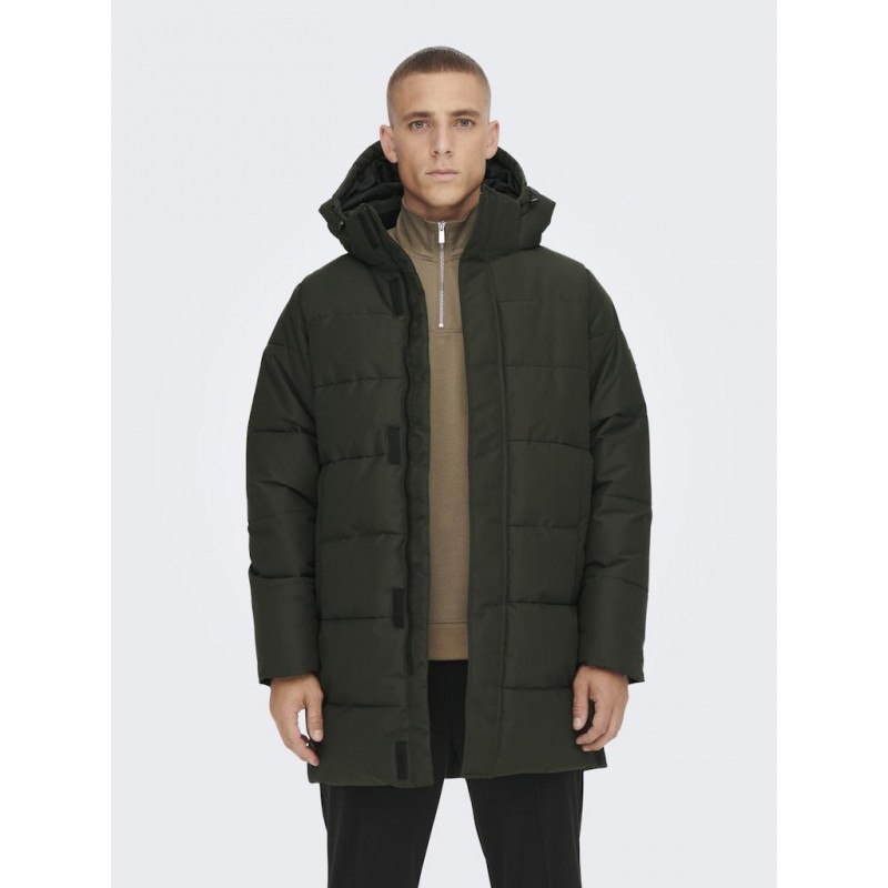 ONLY & SONS Carl Lang Quilted Frakke - Peat