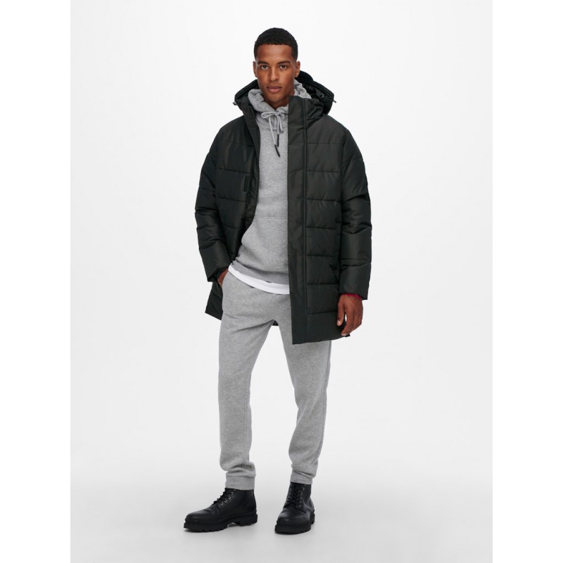 ONLY & SONS Carl Lang Quilted Frakke - Sort