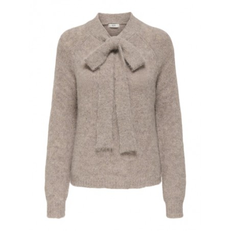 JDY Zoey Life Strik Pullover Med Sløjfe - Chateau Gray