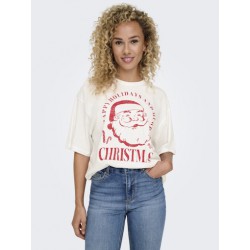 ONLY Santa Life Oversize Top Xmas - Cloud Dancer