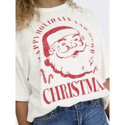 ONLY Santa Life Oversize Top Xmas - Cloud Dancer