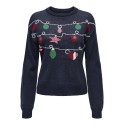 ONLY Xmas Langærmet Balloon O-Neck Box Knt - Night Sky