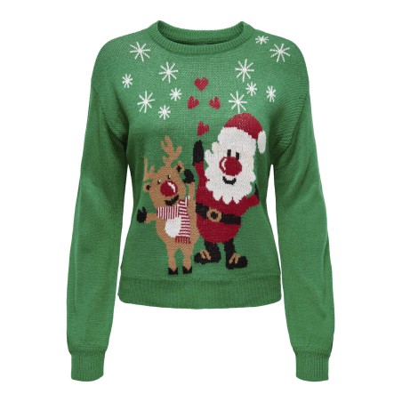 ONLY Xmas Langærmet Balloon O-Neck Box Knt - Green Jacket