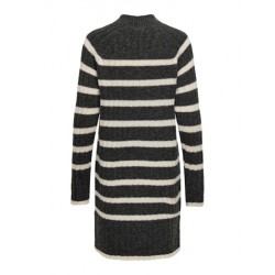 JDY Miley Stribet Strikkjole - Dark Grey Melange