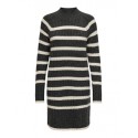 JDY Miley Stribet Strikkjole - Dark Grey Melange
