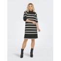 JDY Miley Stribet Strikkjole - Dark Grey Melange